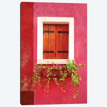 Italy, Burano. Colorful window and walls.  Canvas Print #JYG271} by Jaynes Gallery Canvas Art