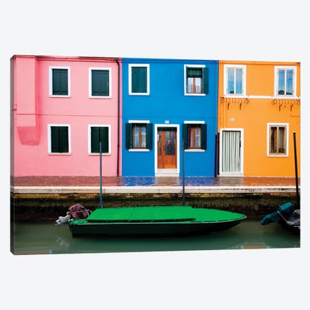 Italy, Burano. Colorful windows and walls.  Canvas Print #JYG272} by Jaynes Gallery Canvas Artwork
