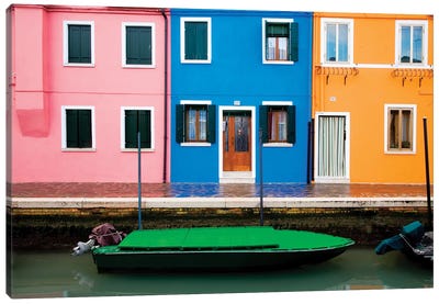 Italy, Burano. Colorful windows and walls.  Canvas Art Print - Burano