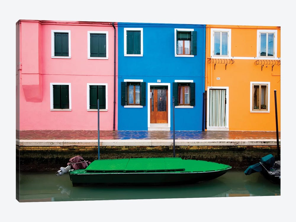 Italy, Burano. Colorful windows and walls.  by Jaynes Gallery 1-piece Canvas Wall Art