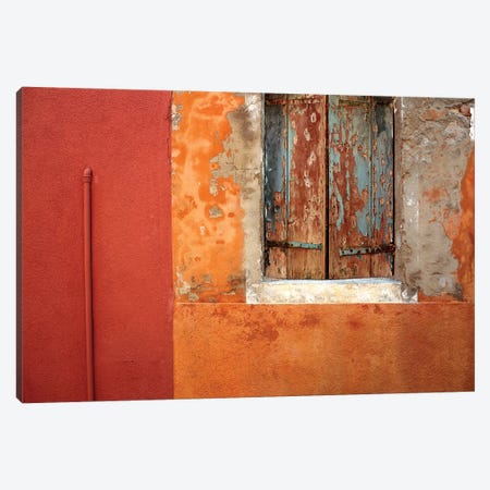 Italy, Burano. Weathered house window and wall.  Canvas Print #JYG274} by Jaynes Gallery Art Print