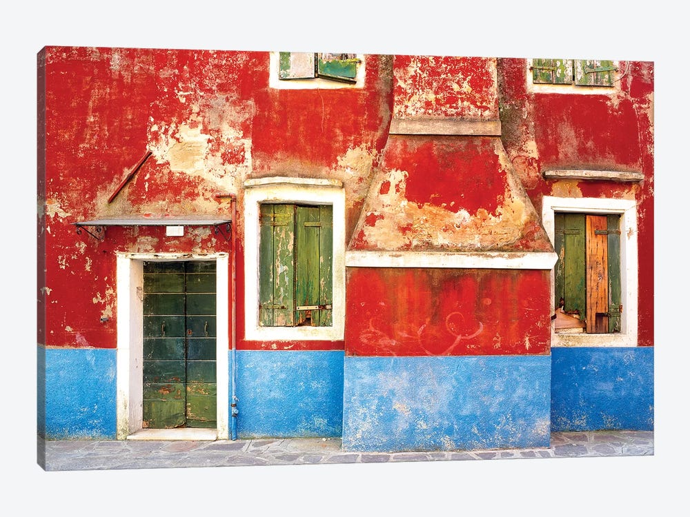 Italy, Burano. Weathered window and walls.  by Jaynes Gallery 1-piece Art Print