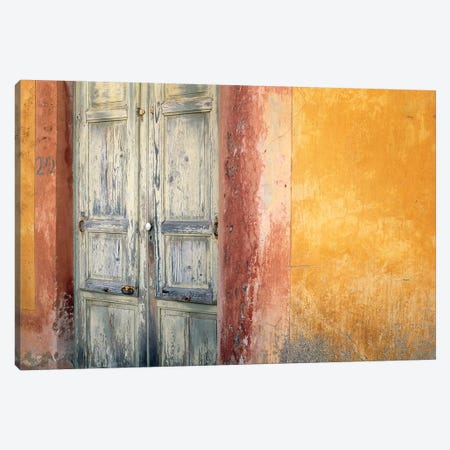 Italy, Lipari. Weathered wall and door.  Canvas Print #JYG278} by Jaynes Gallery Canvas Wall Art