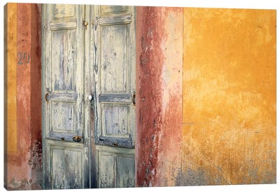 Italy, Lipari. Weathered wall and door.  Canvas Art Print - Sicily