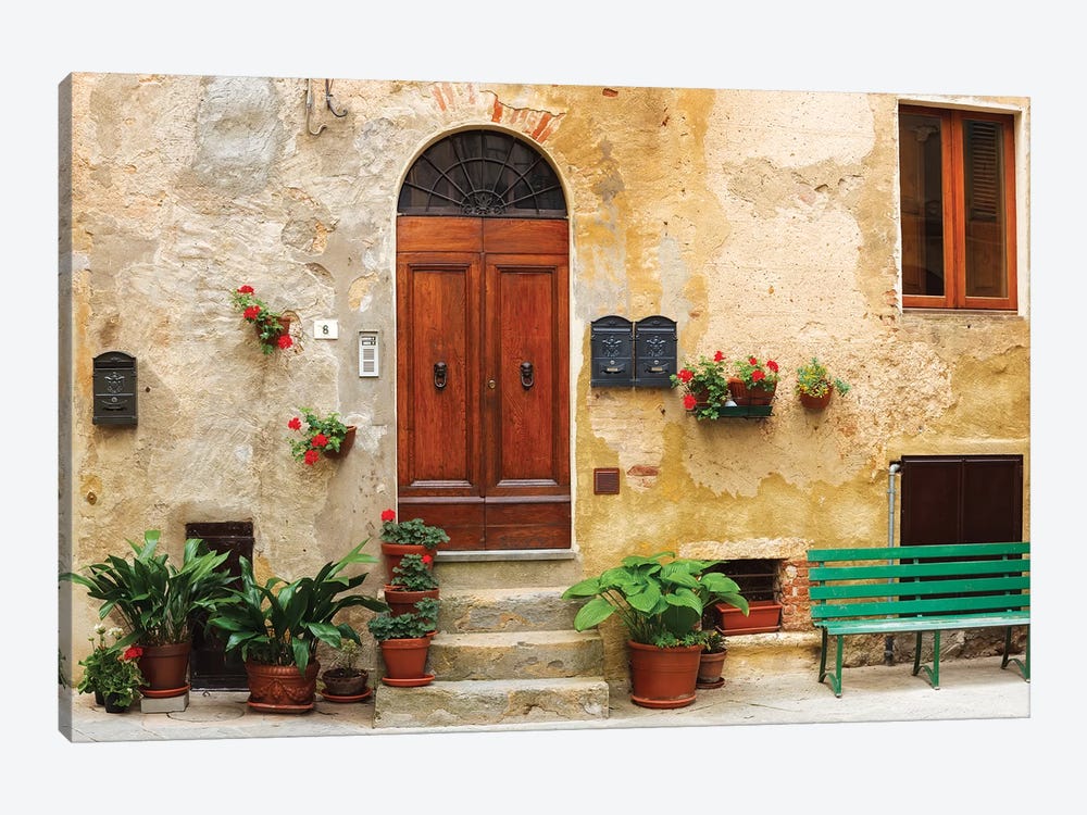 Italy, Pienza. House door.  by Jaynes Gallery 1-piece Canvas Print