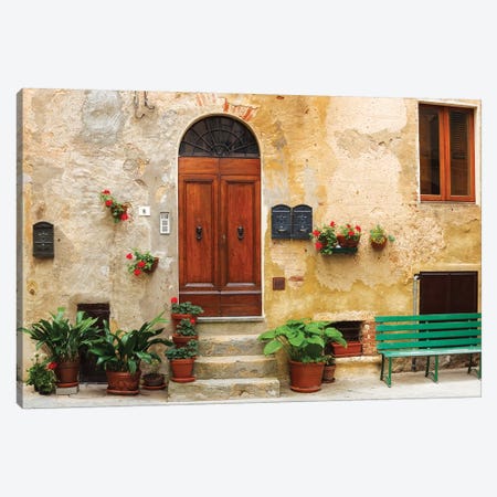 Italy, Pienza. House door.  Canvas Print #JYG279} by Jaynes Gallery Canvas Wall Art