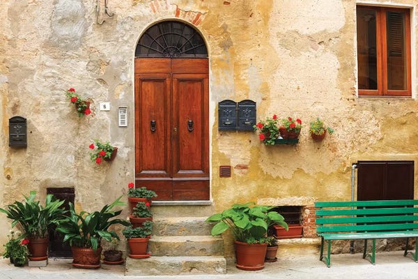 Italy, Pienza. House door.