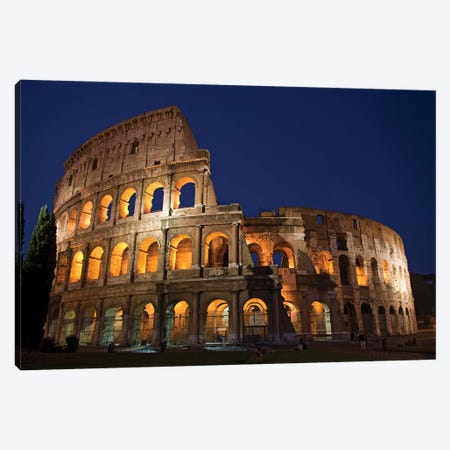 Italy, Rome, Colosseum. Night scene at landmark. Canvas Print #JYG281} by Jaynes Gallery Art Print
