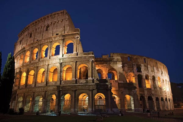 The Colosseum: Italy, Rome, Colosseum. Night scene at landmark. by Jaynes Gallery