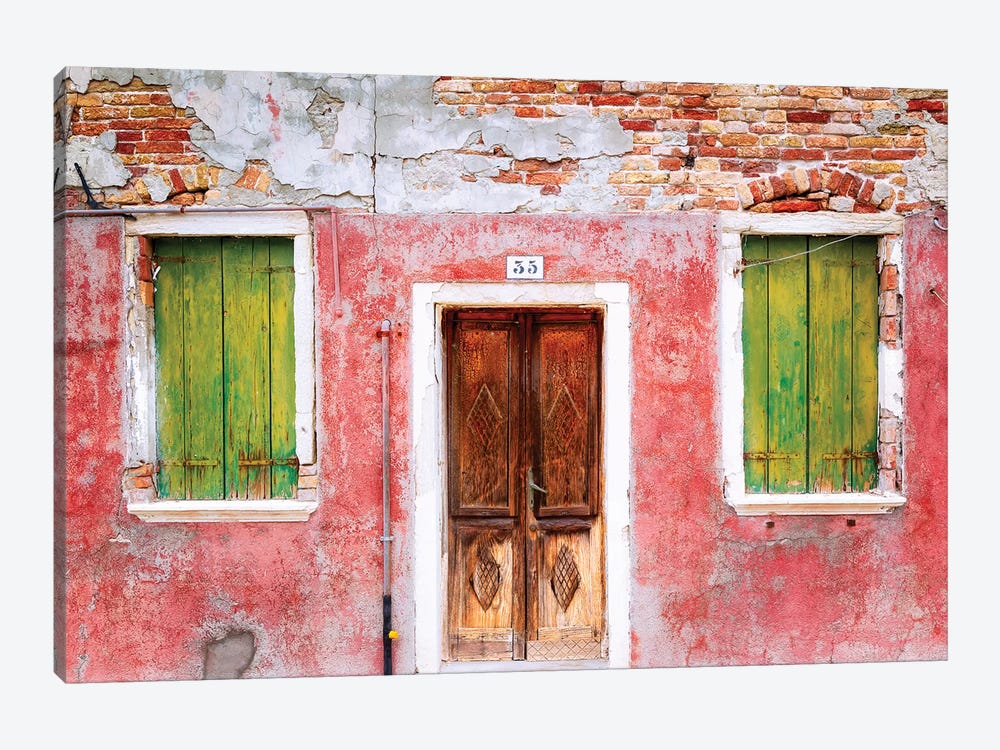 Italy, Veneto, Burano. Weathered house exterior.  by Jaynes Gallery 1-piece Art Print