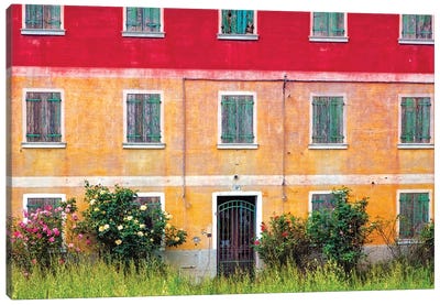 Italy, Veneto. Colorful farmhouse exterior.  Canvas Art Print - Door Art