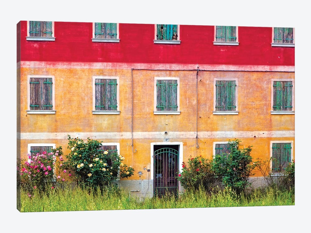 Italy, Veneto. Colorful farmhouse exterior.  by Jaynes Gallery 1-piece Canvas Wall Art