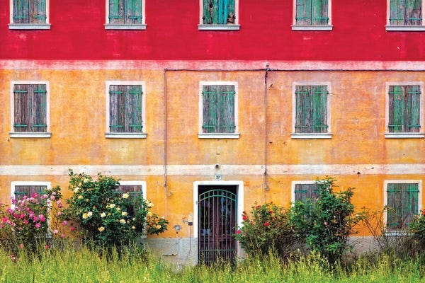Italy, Veneto. Colorful farmhouse exterior.