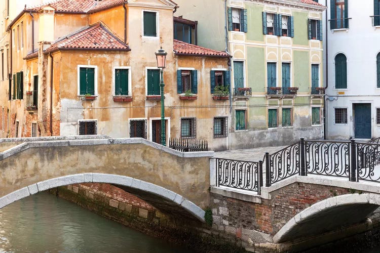 Italy, Venice. Canal bridge and buildings. 