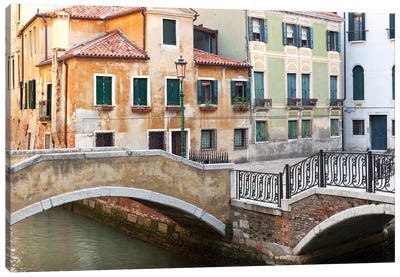 Italy, Venice. Canal bridge and buildings.  Canvas Art Print - Jaynes Gallery