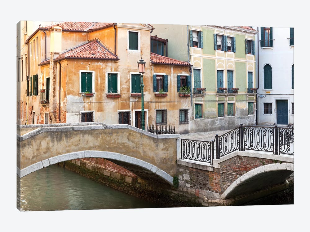 Italy, Venice. Canal bridge and buildings.  1-piece Canvas Art