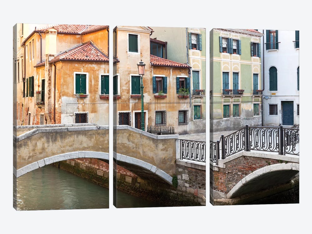 Italy, Venice. Canal bridge and buildings.  by Jaynes Gallery 3-piece Canvas Wall Art