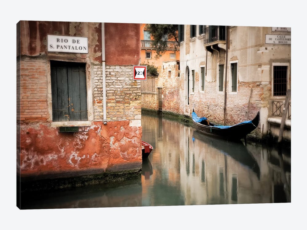 Italy, Venice. Gondola moored in canal.  by Jaynes Gallery 1-piece Canvas Print
