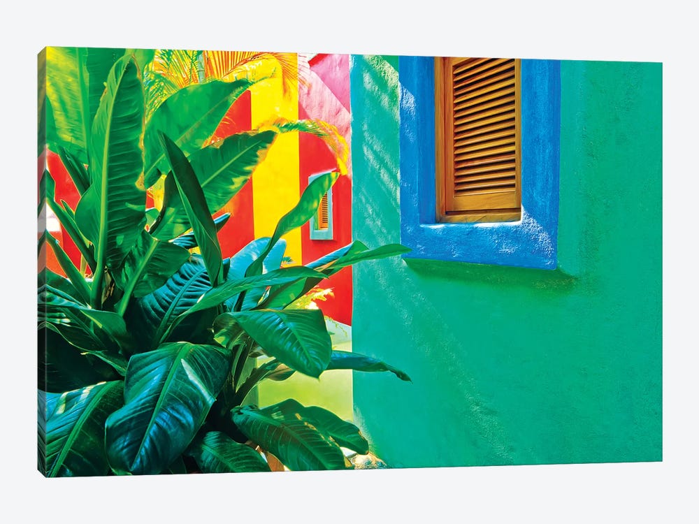 Mexico, Costalegre. Colorful hotel walls.  by Jaynes Gallery 1-piece Canvas Art