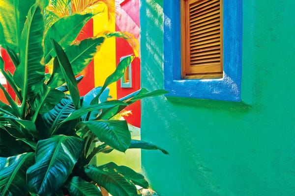Mexico, Costalegre. Colorful hotel walls.