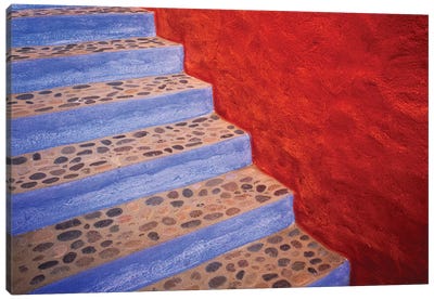 Mexico, Costalegre. Colorful stone stairs.  Canvas Art Print - Mexico Art