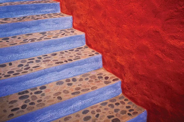 Mexico, Costalegre. Colorful stone stairs.