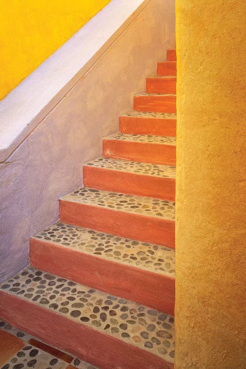 Mexico, Costalegre. Colorful stone stairs. 