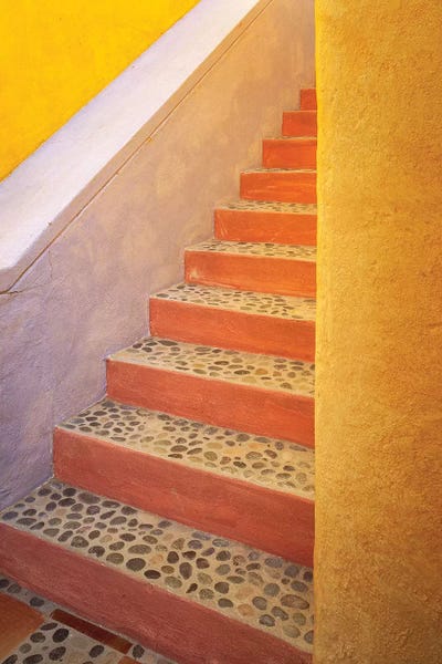 Mexico, Costalegre. Colorful stone stairs.