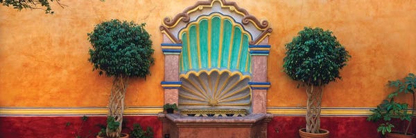 Mexico, Queretaro. Courtyard with fountain.