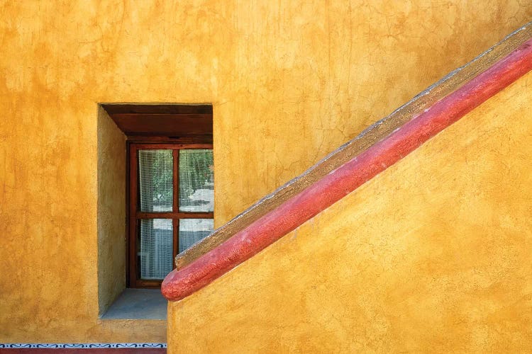 Mexico, Queretaro. Window and stairway of building. 