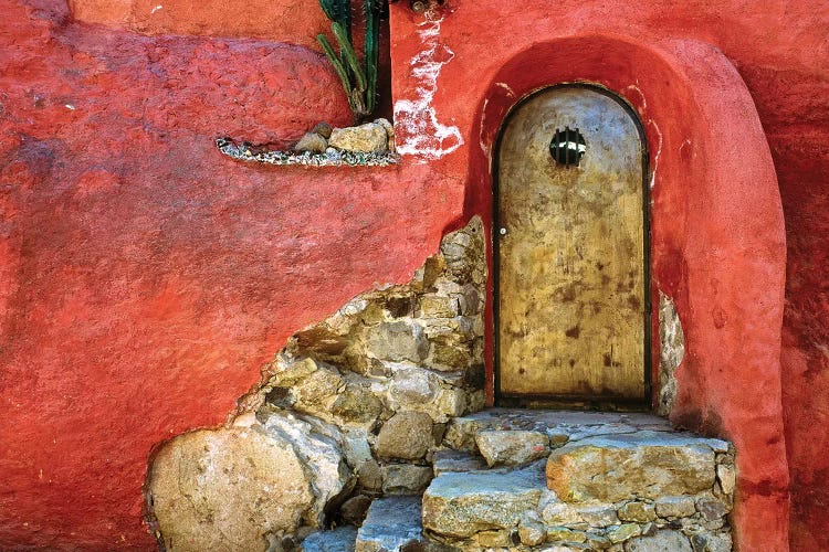 Mexico, San Miguel de Allende. Weathered house door and exterior. 