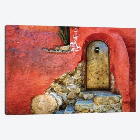 Mexico, San Miguel de Allende. Weathered house door and exterior.  Canvas Print #JYG307} by Jaynes Gallery Canvas Print