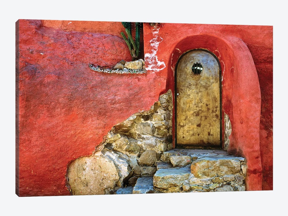 Mexico, San Miguel de Allende. Weathered house door and exterior.  by Jaynes Gallery 1-piece Art Print