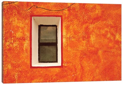 Mexico, San Miguel de Allende. Window in exterior house wall.  Canvas Art Print - Mexico Art