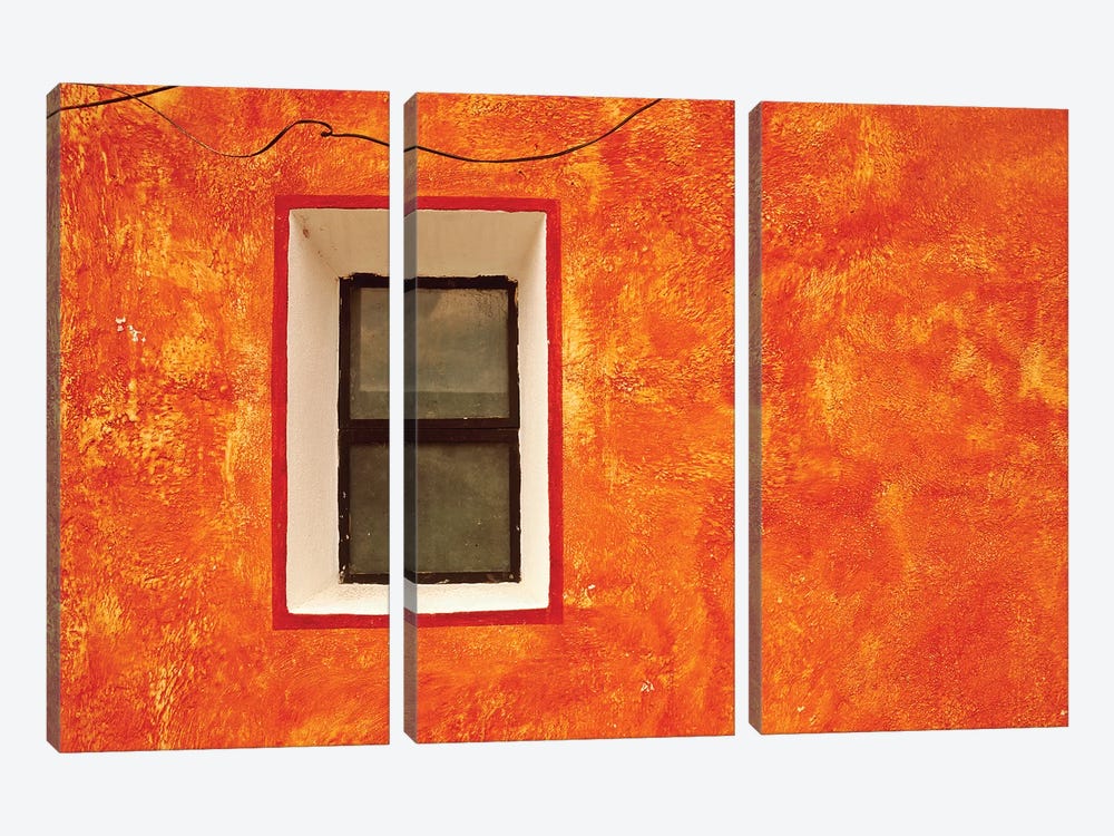 Mexico, San Miguel de Allende. Window in exterior house wall.  by Jaynes Gallery 3-piece Canvas Artwork