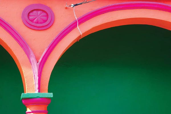 Mexico, Tlacotalpan. Colorful arch and decoration.