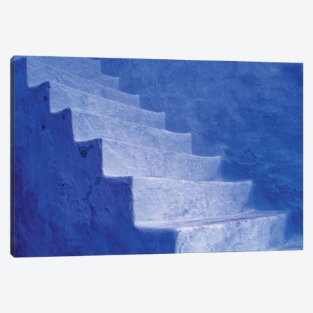 North Africa, Morocco, Chefchaouen. Blue stairs and wall.  Canvas Print #JYG318} by Jaynes Gallery Art Print