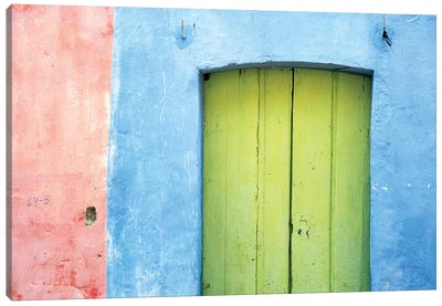 South America, Brazil. Colorful house exterior and door.  Canvas Art Print - Door Art