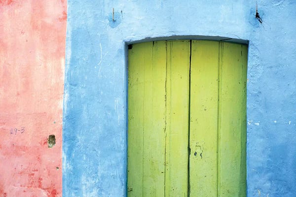 South America, Brazil. Colorful house exterior and door.