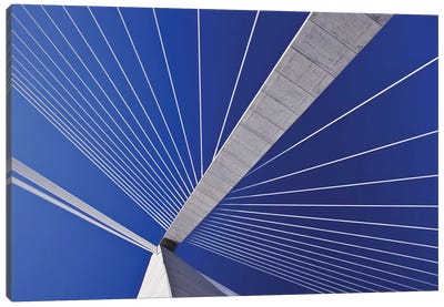USA, South Carolina, Charleston. Looking up at Arthur Ravenel Jr. Bridge structure. Canvas Art Print - Charleston