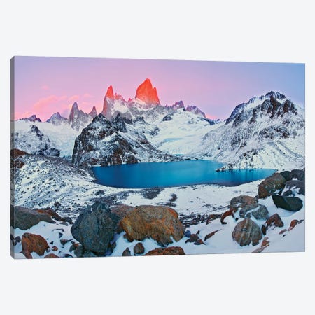 Argentina, Patagonia, Los Glaciares NP. Sunrise on Mount Fitz Roy and Laguna de los Tres. Canvas Print #JYG404} by Jaynes Gallery Canvas Wall Art