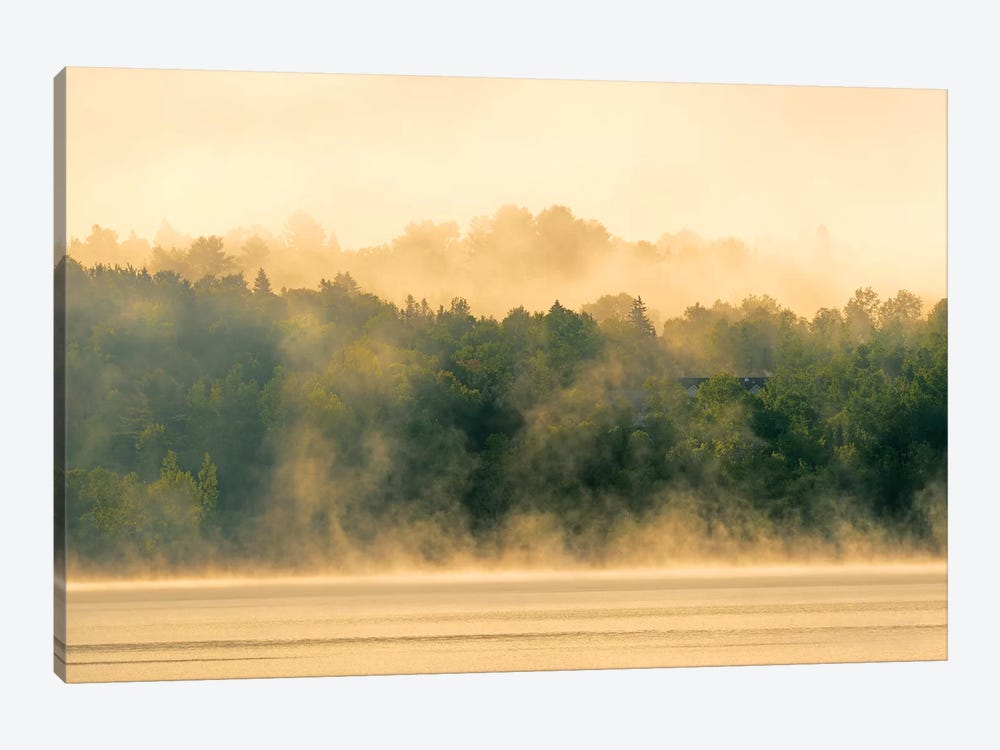 Canada, New Brunswick, Mactaquac. Morning fog on Saint John River at sunrise. by Jaynes Gallery 1-piece Canvas Print