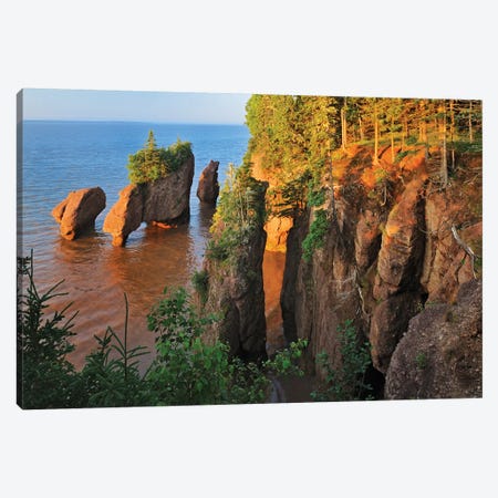 Canada, New Brunswick, The Rocks Provincial Park. Cape Hopewell rocks at sunrise at low tide. Canvas Print #JYG446} by Jaynes Gallery Canvas Wall Art