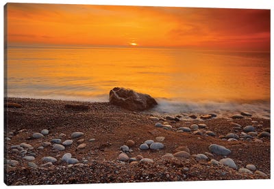 Canada, Nova Scotia, Pleasant Bay. Sunset on Gulf of St. Lawrence. Canvas Art Print - Beach Sunrise & Sunset Art
