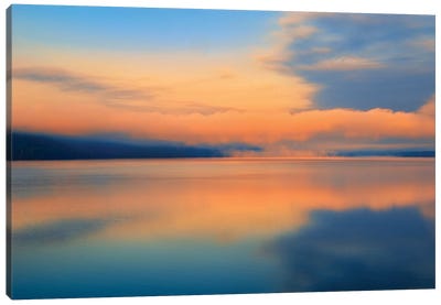 Canada, Ontario, Algonquin Provincial Park. Sunrise and fog on Lake of Two Rivers. Canvas Art Print - Ontario Art