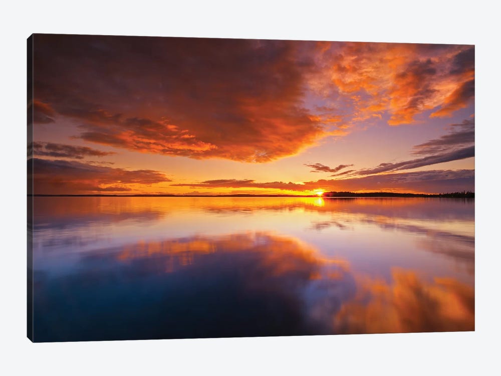 Canada, Ontario, Pakwash Lake Provincial Park. Clouds reflected in Pakwash Lake at sunset. by Jaynes Gallery 1-piece Canvas Wall Art