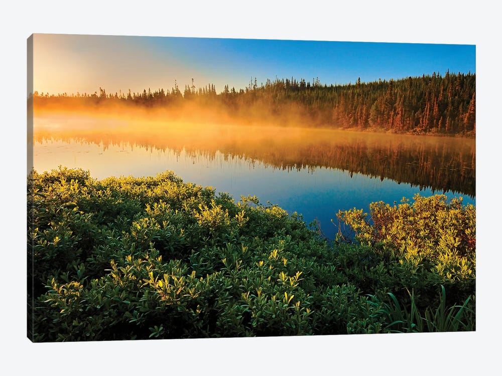 Canada, Quebec, Lac A Thompson. Sunrise mist on lake. by Jaynes Gallery 1-piece Art Print