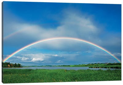 Canada, Quebec, St. Gedeon. Rainbow after storm. Canvas Art Print - Quebec Art