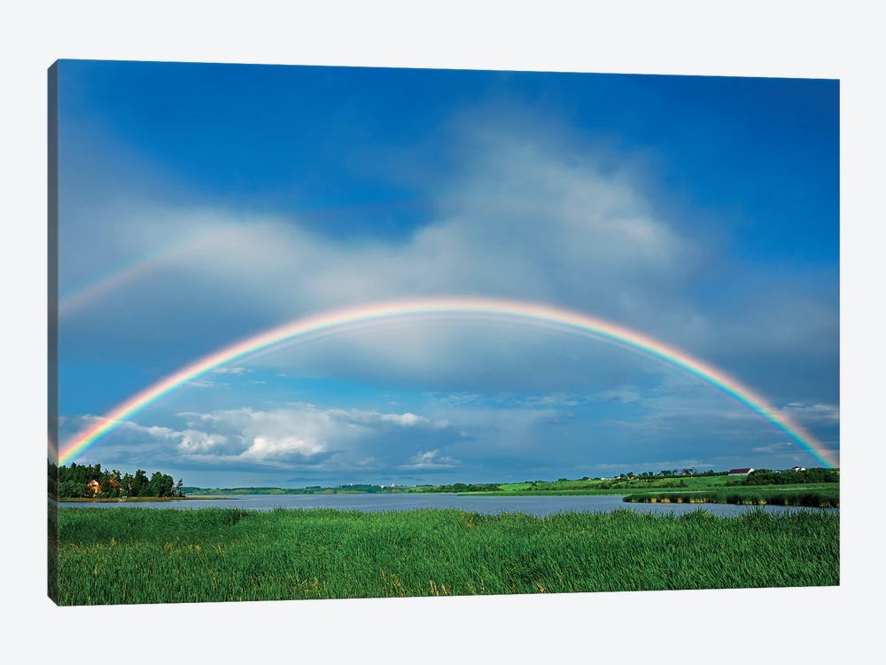 Canada, Quebec, St. Gedeon. Rainbow after storm. by Jaynes Gallery 1-piece Canvas Artwork