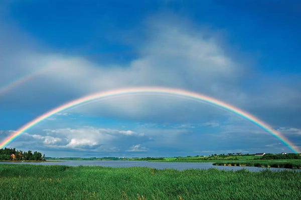 Quebec: Canada, Quebec, St. Gedeon. Rainbow after storm. by Jaynes Gallery